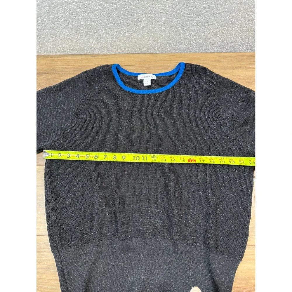 Liz Claiborne Black Blue Sparkle Knit Crew Neck Long Sleeve Sweater XXL NWT $49 - Picture 7 of 11